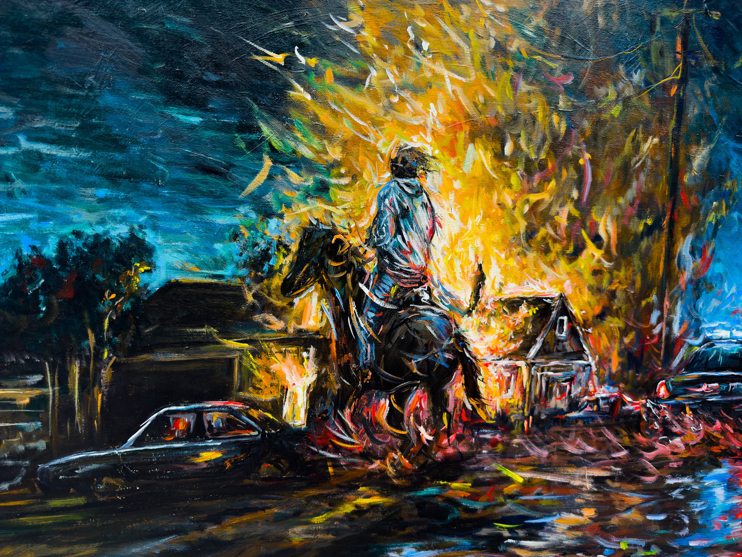 Night of Red & Blue | Original Painting