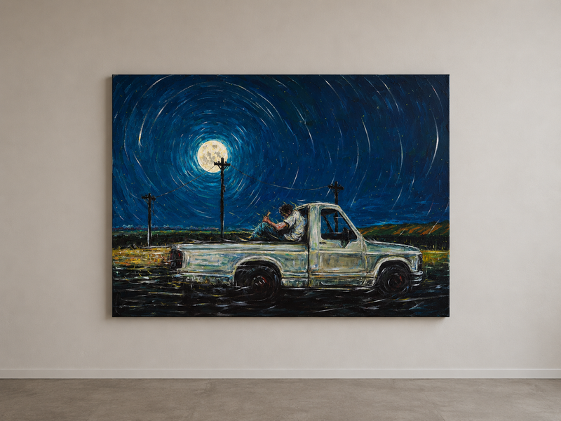 original painting featuring a american truck by Northern Irish artist Peter Gray.