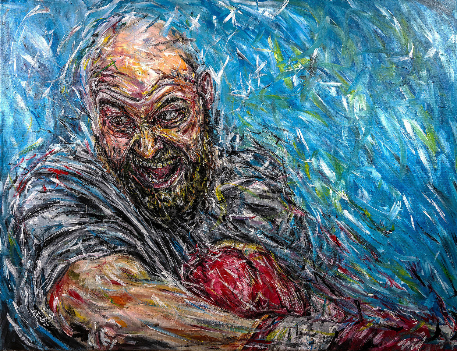 Original painting of boxer Tyson fury by northern Irish artist Peter Gray