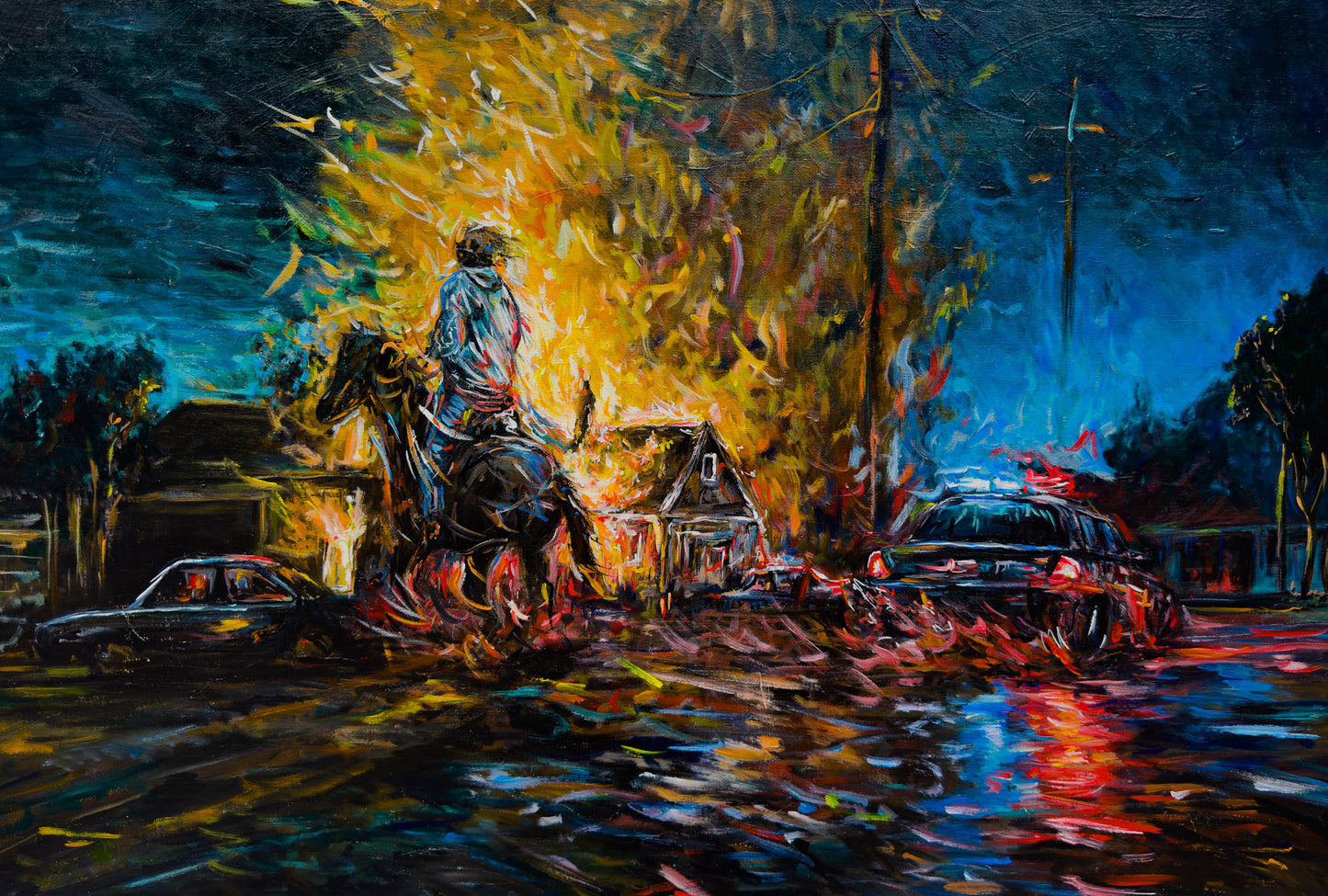 Night of Red & Blue | Original Painting