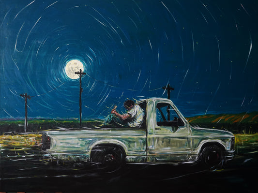original painting featuring a american truck by Northern Irish artist Peter Gray.