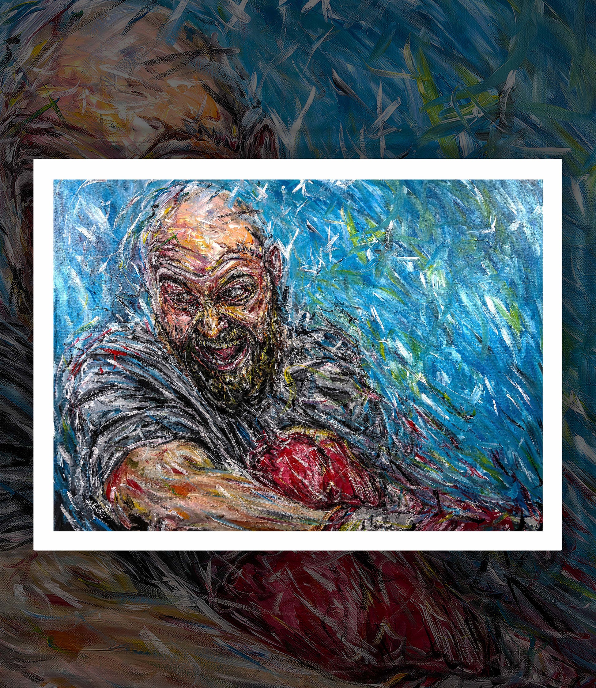 Acrylic portrait painting of boxer Tyson Fury 'The Gypsy King' by Northern Irish artist Peter Gray