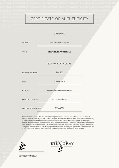 The Weight of Silence — Certificate of Authenticity
