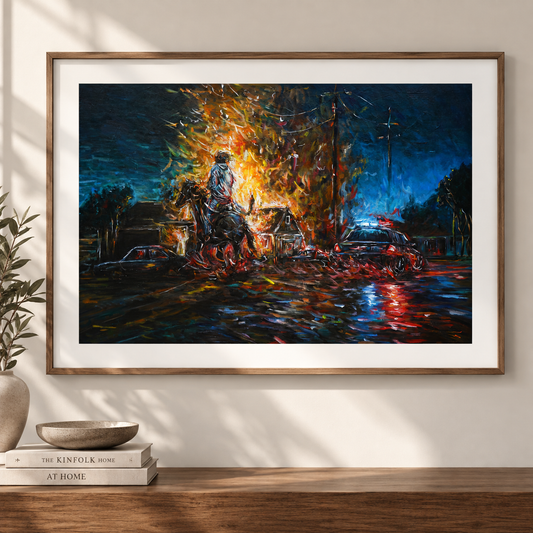 Paper Print: "Night of Red & Blue"