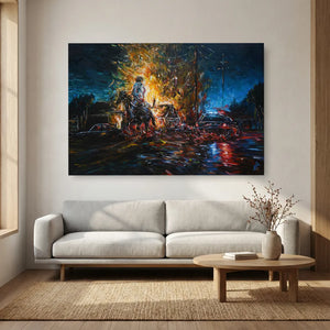 Canvas Print: "Night of Red & Blue"