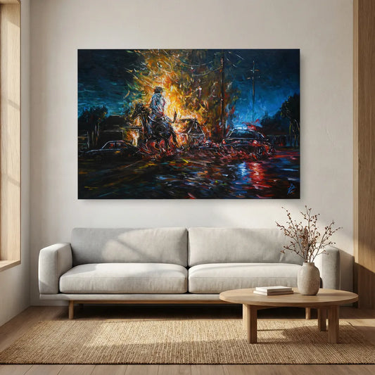 Canvas Print: "Night of Red & Blue"