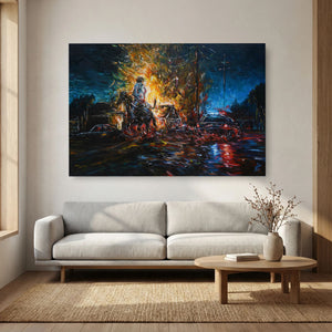 Canvas Print: "Night of Red & Blue"