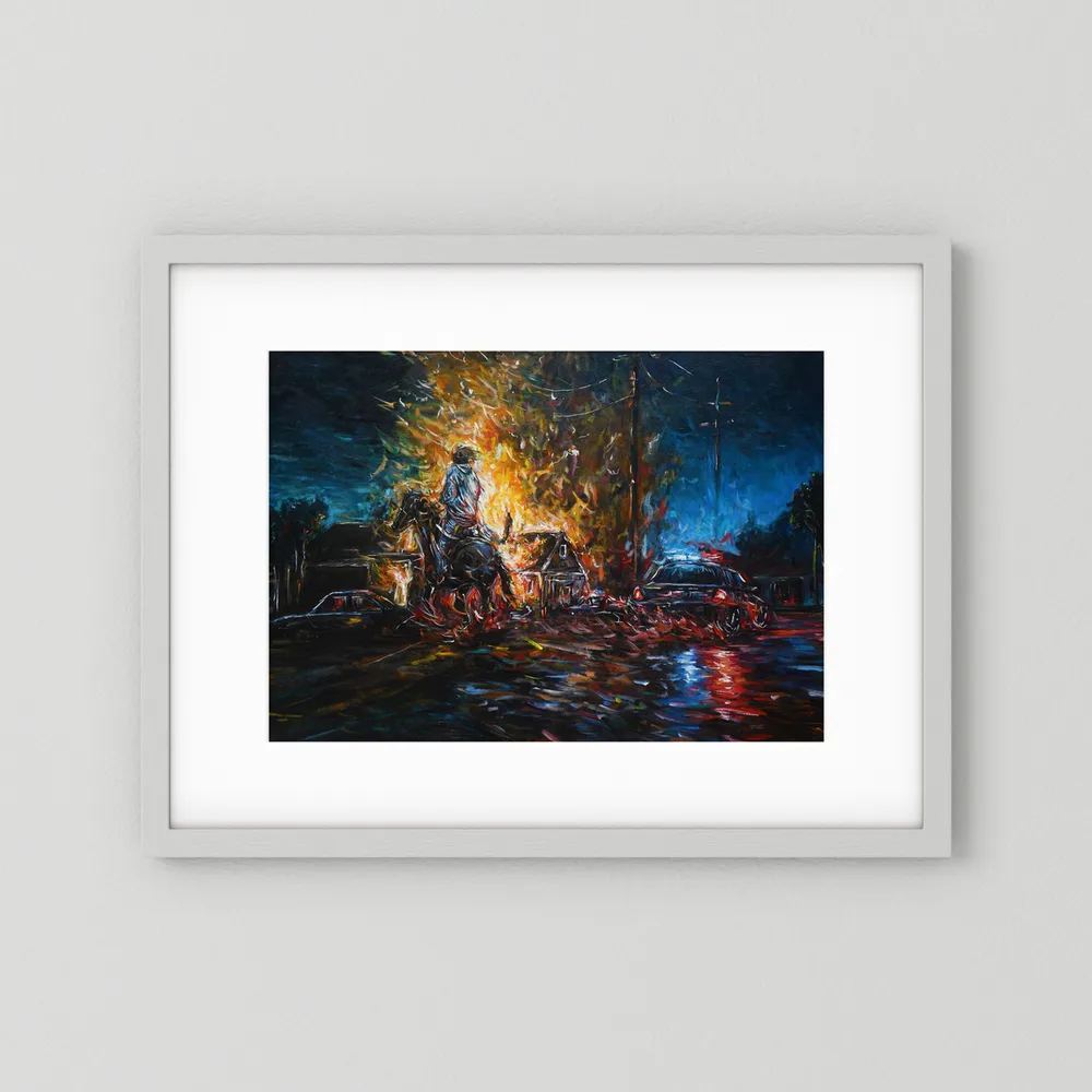 Night of Red & Blue | Framed Print