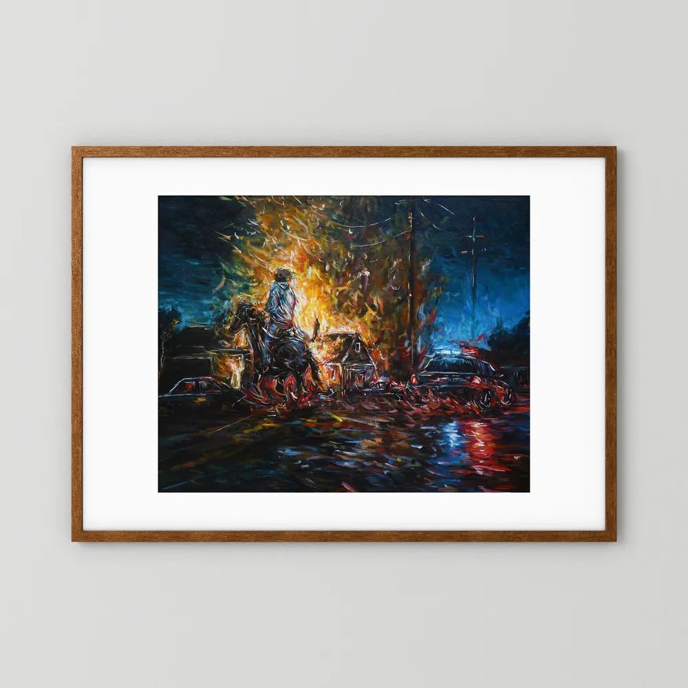 Night of Red & Blue | Framed Print