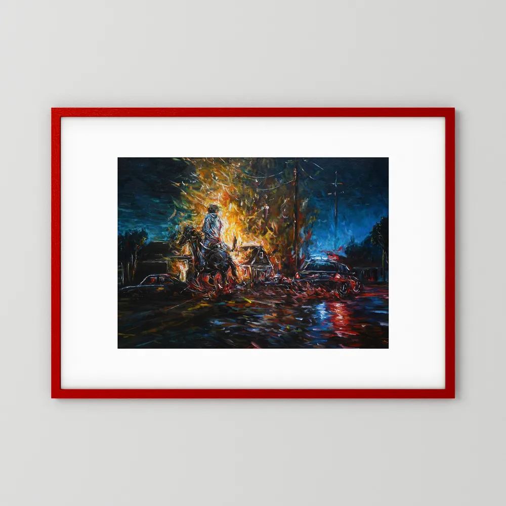 Night of Red & Blue | Framed Print