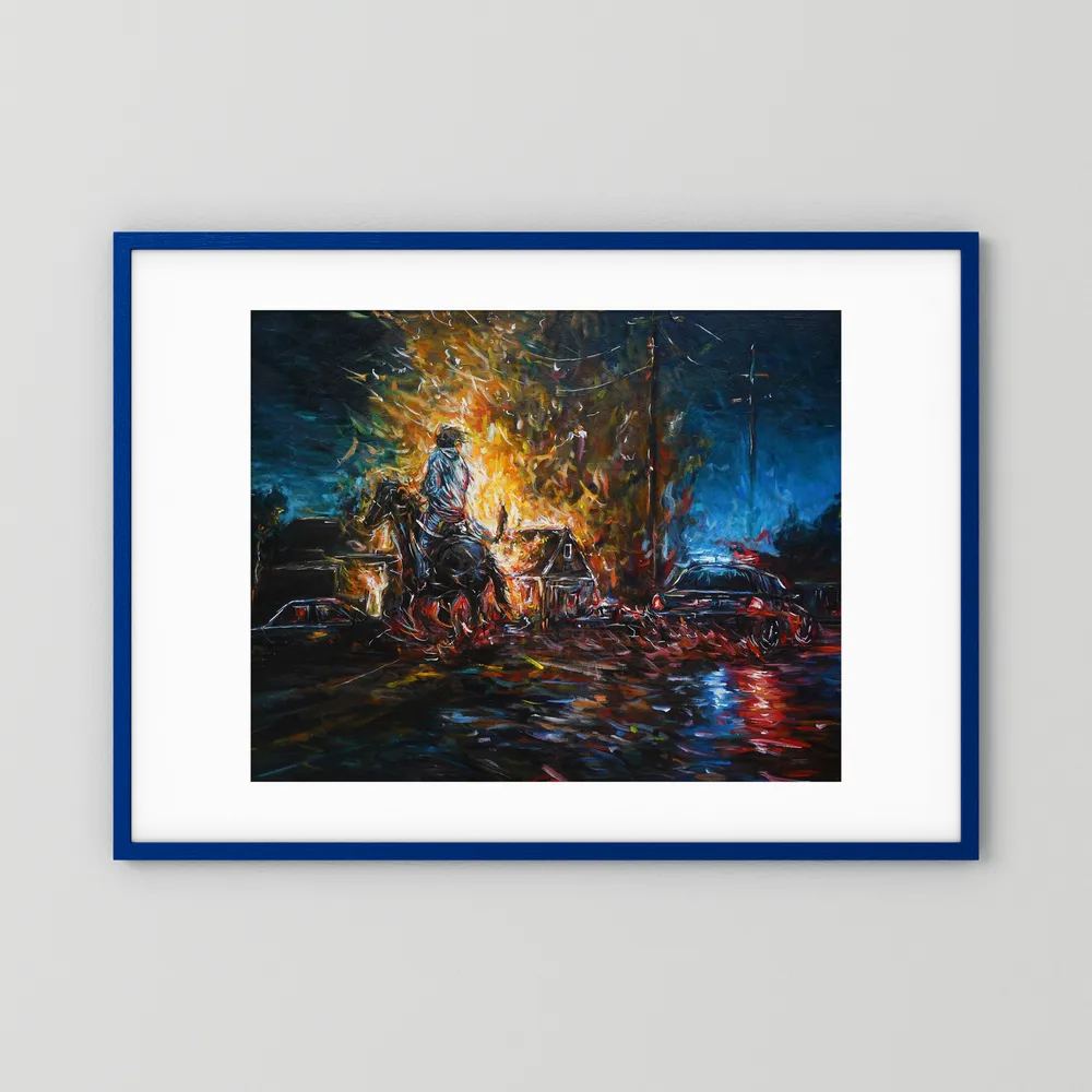 Night of Red & Blue | Framed Print