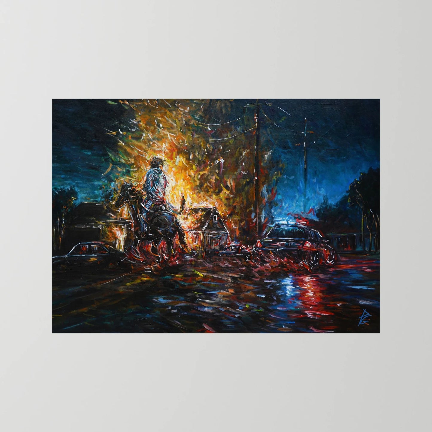 Paper Print: "Night of Red & Blue"