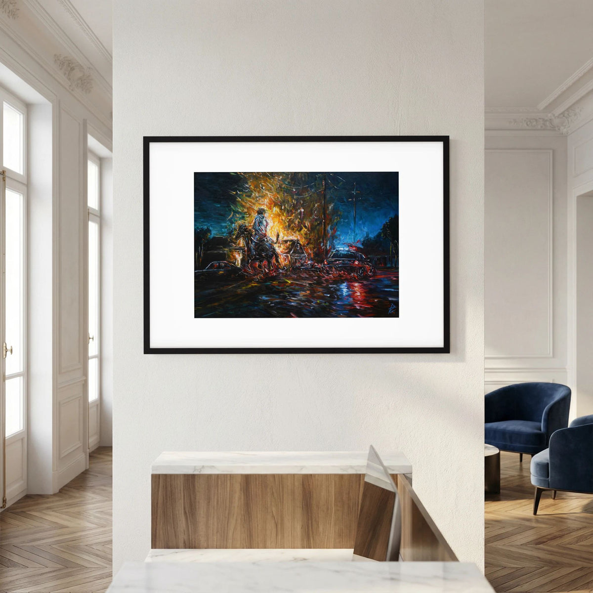 Paper Print: "Night of Red & Blue"