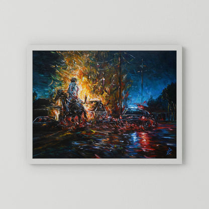 Paper Print: "Night of Red & Blue"
