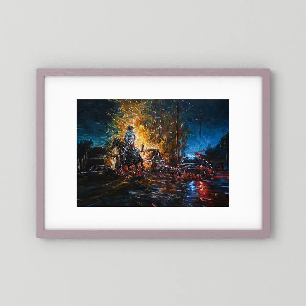 Night of Red & Blue | Framed Print