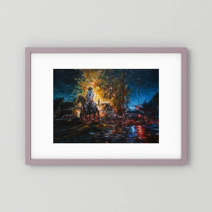 Night of Red & Blue | Framed Print