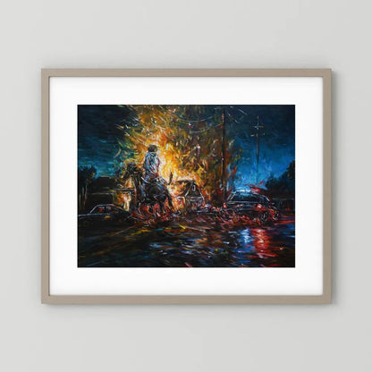 Night of Red & Blue | Framed Print