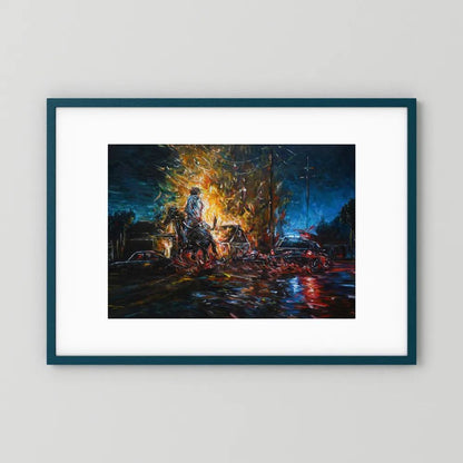 Night of Red & Blue | Framed Print