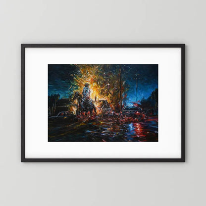 Night of Red & Blue | Framed Print