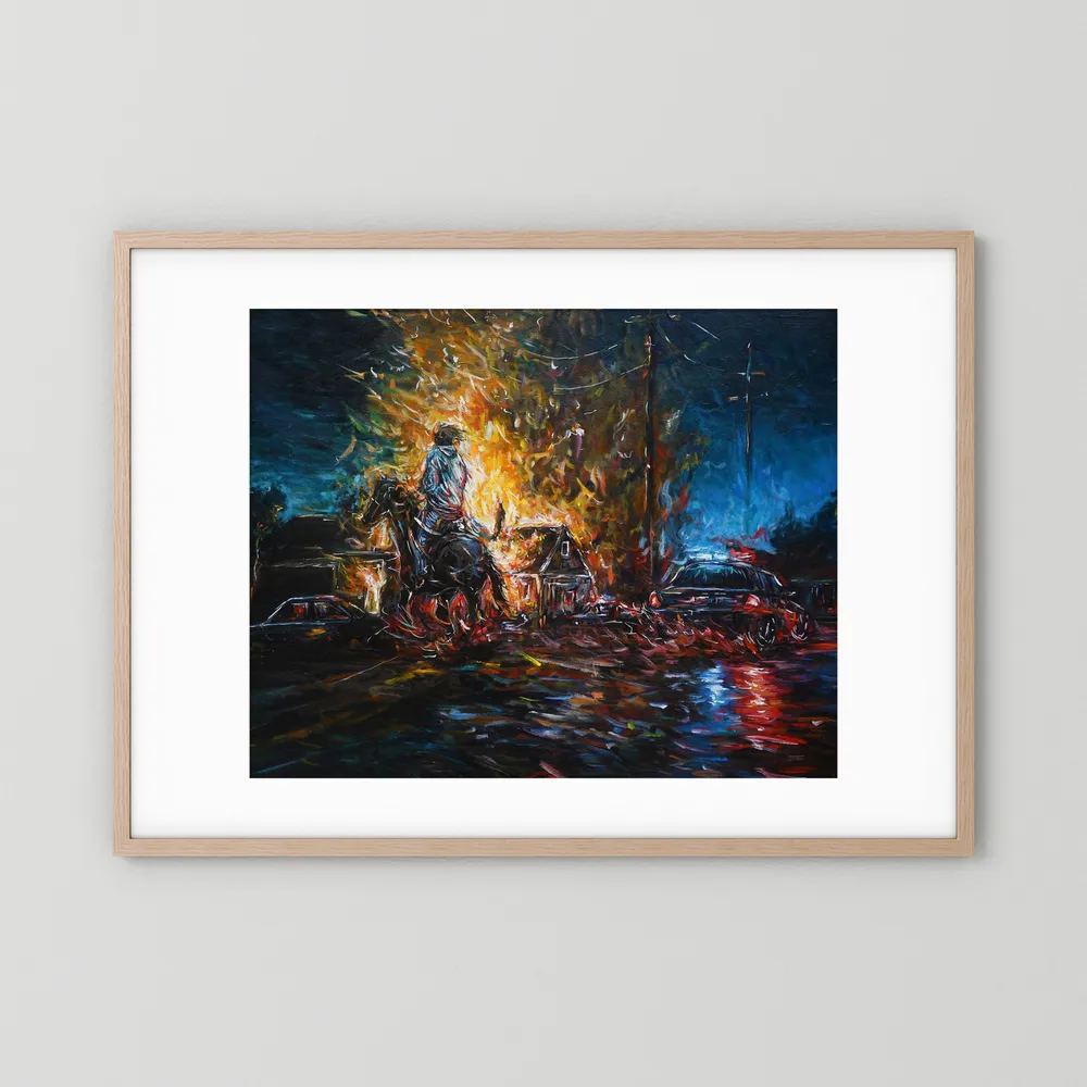 Night of Red & Blue | Framed Print