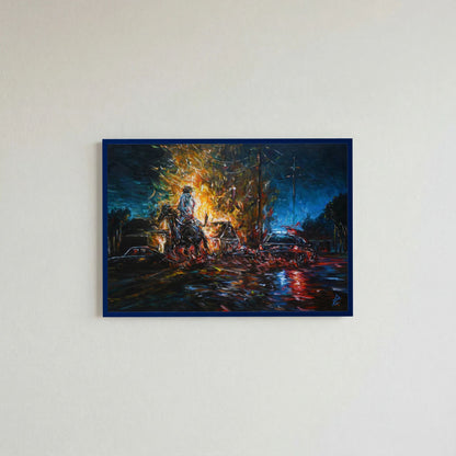 Paper Print: "Night of Red & Blue"