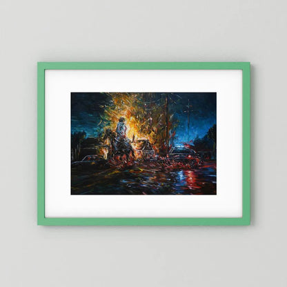 Night of Red & Blue | Framed Print