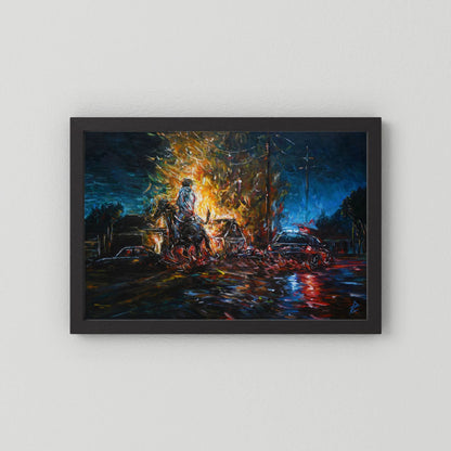 Paper Print: "Night of Red & Blue"