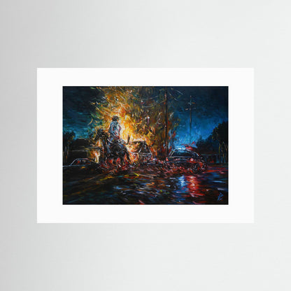 Paper Print: "Night of Red & Blue"