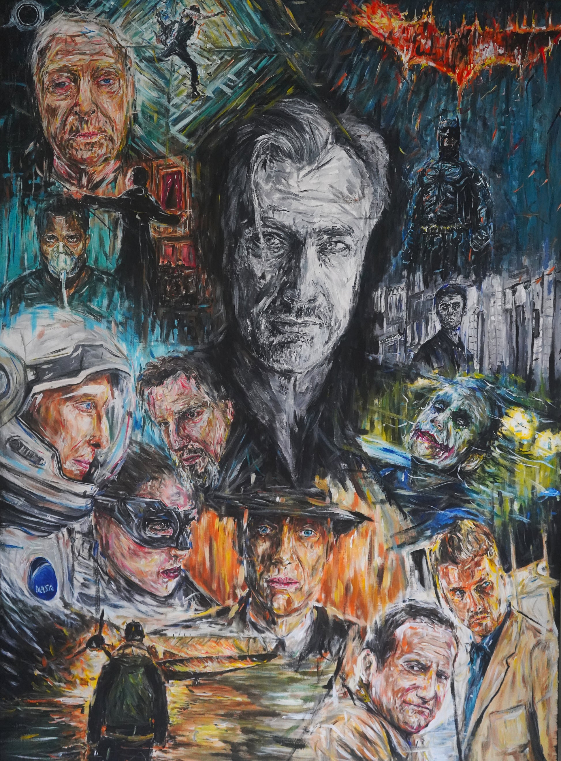 Original acrylic painting based on the movies of director Christopher nolan by northern Ireland based artist peter gray.